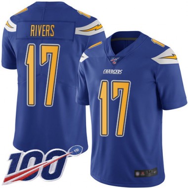 Los Angeles Chargers NFL Football Philip Rivers Electric Blue Jersey Men Limited #17 100th Season Rush Vapor Untouchable